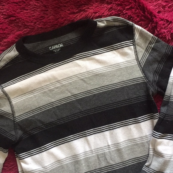 Carbon grey black white striped long-sleeve shirt - Picture 2 of 8